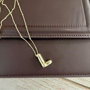 Gold L Pendant Necklace